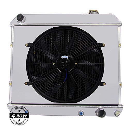 For 1961-1966 Chevy Truck C10 C20 C30 K10 K20 F85 - 4 Row Core Aluminum Radiator +Fan (16 Inches Dia.) w/ Shroud - Thumbnail 7