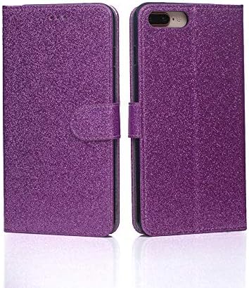 iPhone XR Case, Leather Flip iPhone XR Wallet Case with Kickstand Soft TPU iPhone Wallet case Cover for Men Women Girl (Bling Bling Purple)