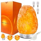 Maymii.Home (8-13 lbs,8-11in) Pink White Himalayan Salt Lamp Lights Air Purifier, Table Lamp Stainless Steel Base Touch Dimmer Switch Control with 1 Salt Night Light, Pack of 2 Salt Candle Holder
