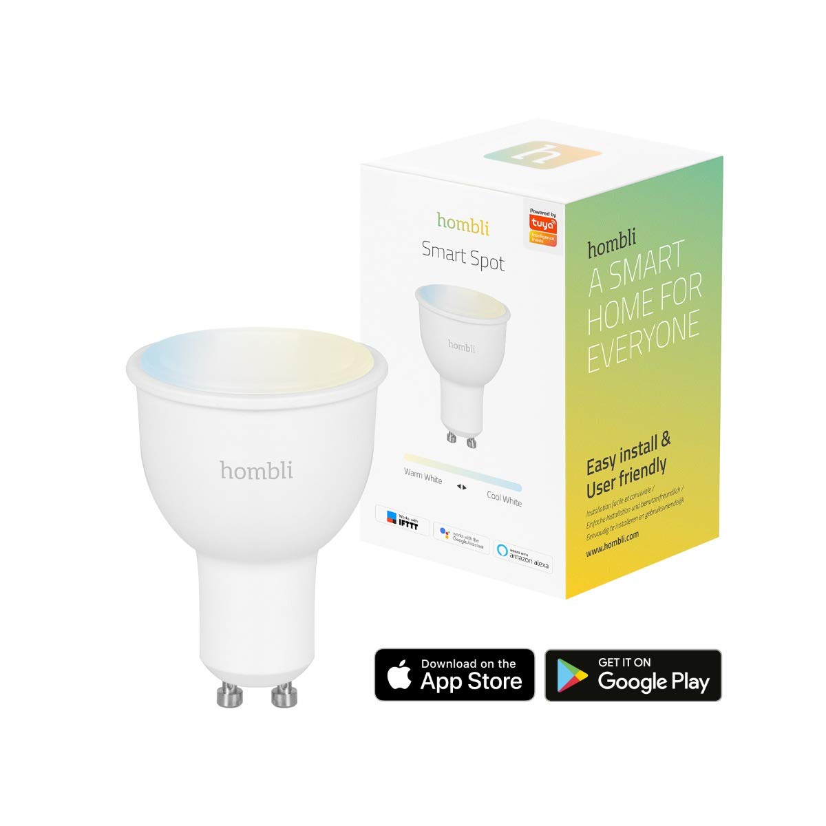 Smart Spot (4.5W) CCT (Single) – Energy-Saving Colour-Adjustable LED Smart Spot Bulb (GU10), Voice Control Compatible with Google/Alexa, Easy Setup, No Hub Required, Tuya Smart Compatible
