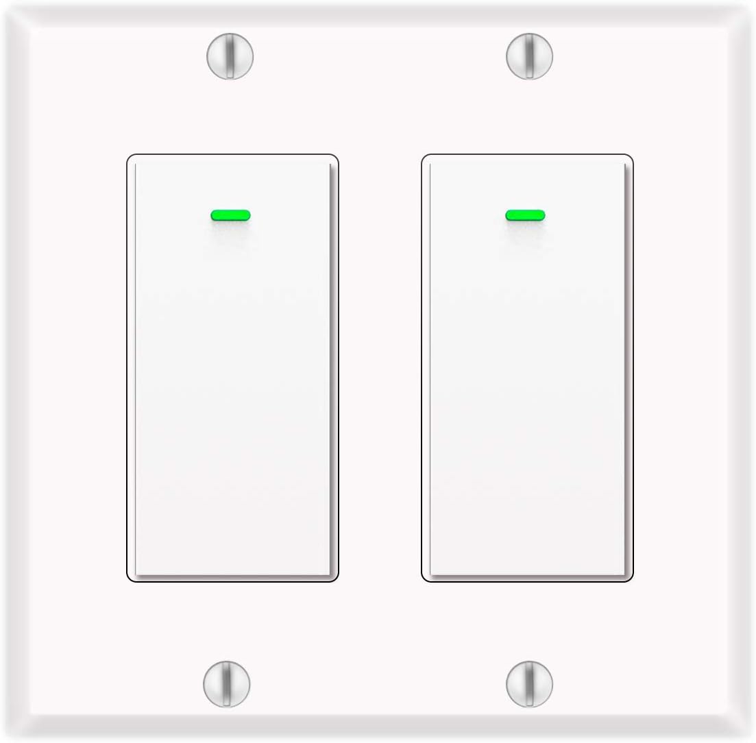 WiFi Light Switch, Smart Switch 2 Gang Light Switch Alexa Compatible with Google Assistant, Requires Neutral Wire, Remote Control Timer Setting KULED K36 2Pack