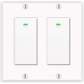Alexa Light Switch, Double Smart WiFi Light Switches, Smart Switch 2 Gang Compatible with Alexa and Google Home, Neutral Wire Needed, with Remote Control, Timing Schedule, No hub Required (2Pack)