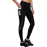 Santic Women's Bike Pants 4D Padded Compression Tights High Waisted Bicycle Clothes with Side Pockets Biking Apparel
