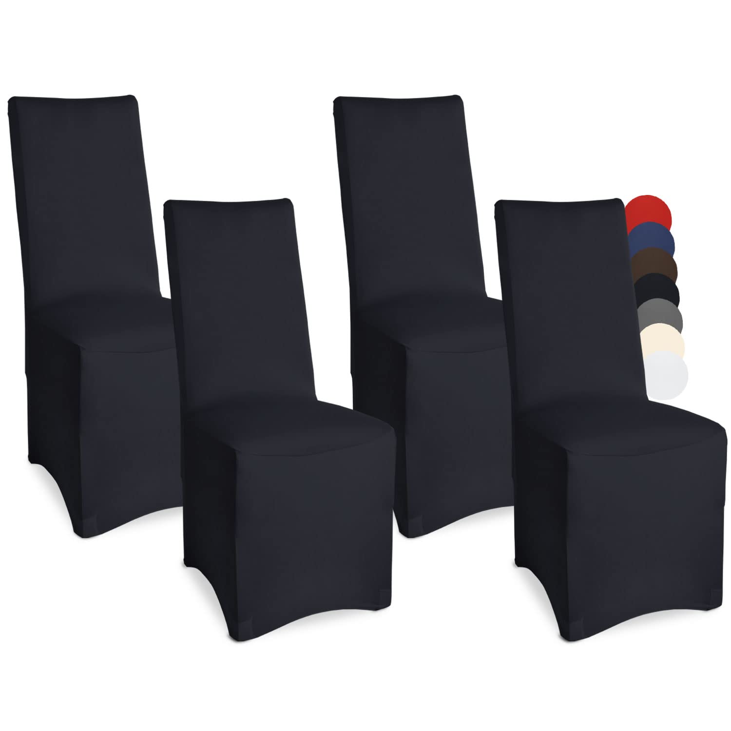 Beautissu Chair Slipcover 45x95cm Leona – Set of 4 Stretch Chair Cover for Dining Chair Easy fit Stretch Chair Cover Elastic Fitted Cover & Chair Protection in Black