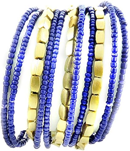 Linda Fashion Thin Thick Beaded Bracelet, Assorted, 12 Count