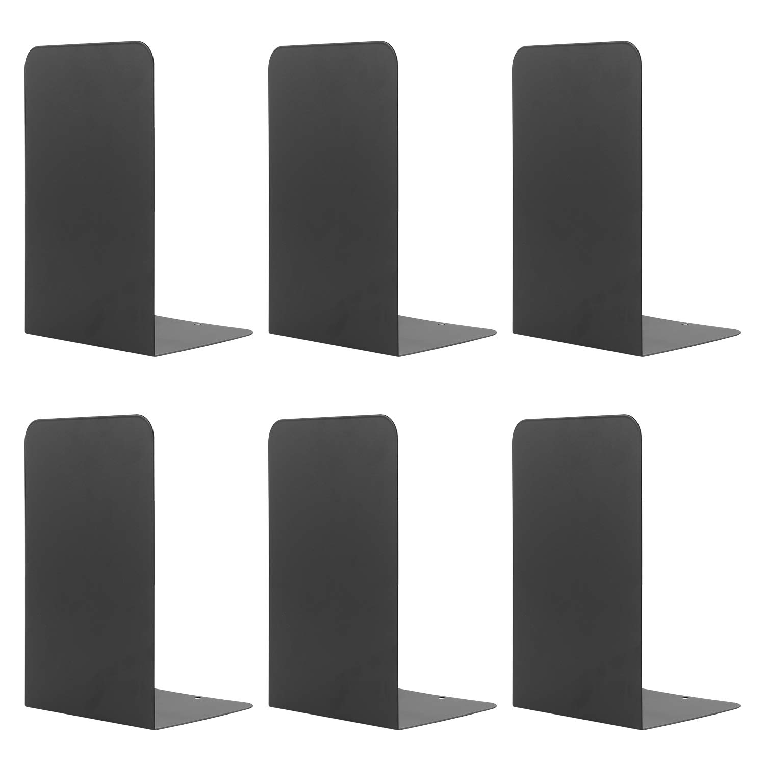 3 Pairs Book Ends for Shelves, MSDADA Heavy Duty Bookends for Office, School&Home, Metal Bookends for Heavy Books, Anti Slip Book Shelf Holder Bookend Supports Book Stoppers(Black)