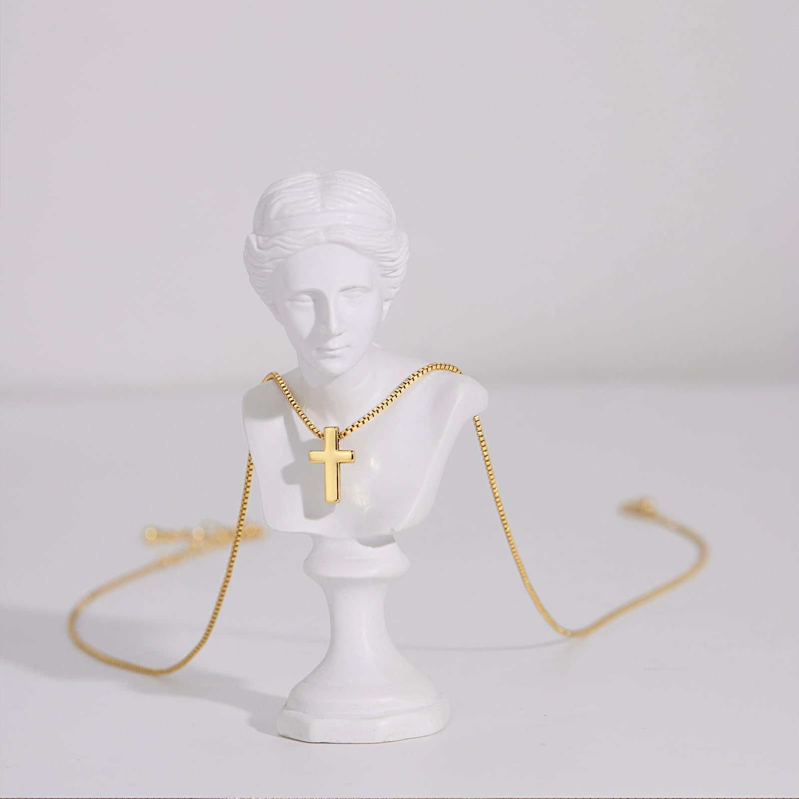 Poxtex Cross Necklace for Women Girls, Dainty 14K Gold Silver Plated Cross Choker Pendant Jewelry Non Tarnish Waterproof Trendy Cute Simple Small Necklace Easter Christian Baptism Religious Faith Jewelry Gifts