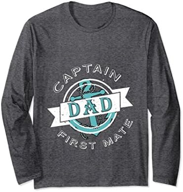 Unisex Captain Dad First Mate Tee Funny Father's Day Sailor Gift Large Dark Heather