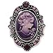 Soulbreezecollection Violet Purple Cameo Brooch Pin Charm for Women Necklace Pendant Compatible