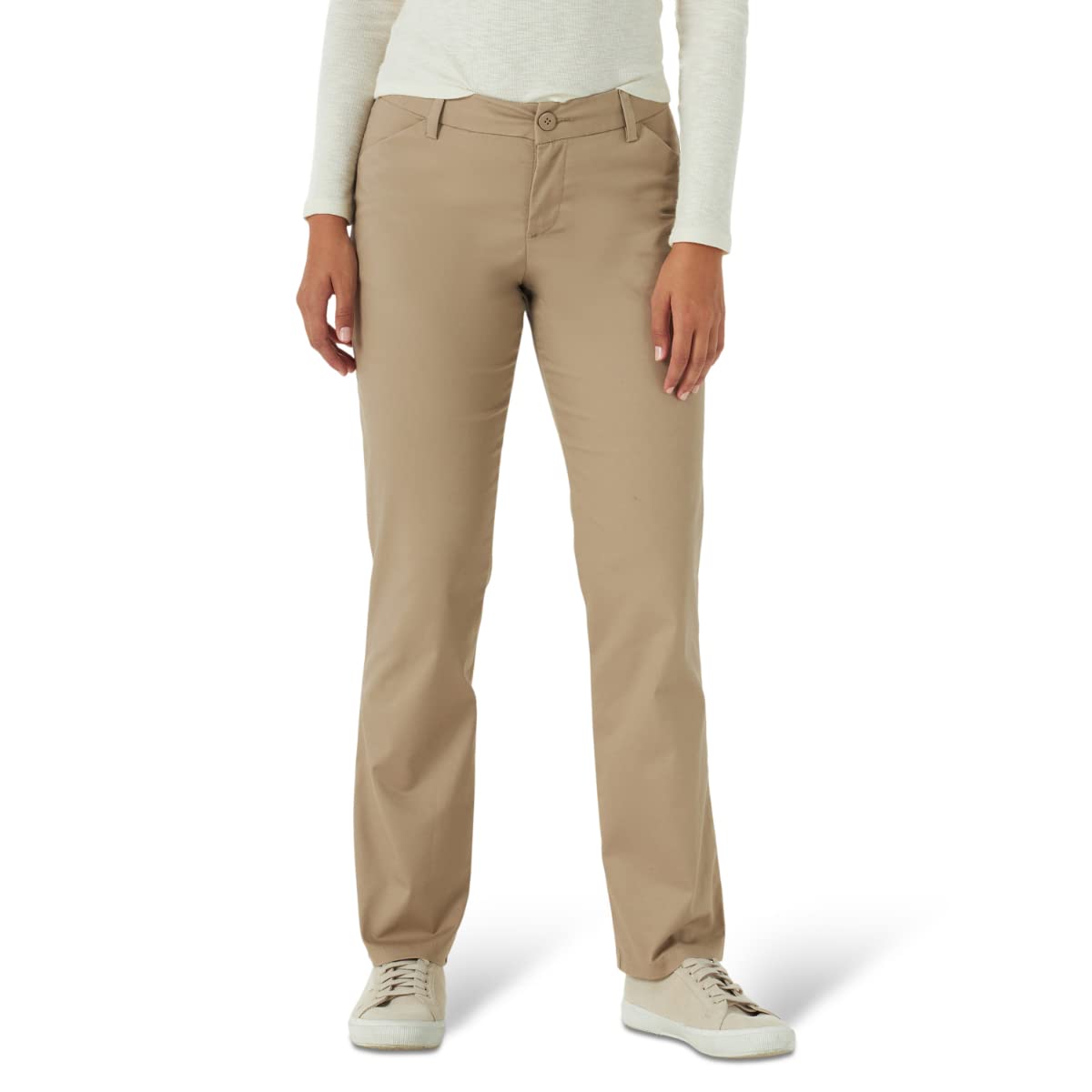Photo 1 of Lee Women's Wrinkle Free Relaxed Fit Straight Leg Pant, Flax, 2 Long