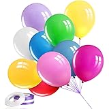 100PCS Premium Balloons for Birthday Parties, Latex Party Rainbow Balloons, 10 Assorted Colors 12 Inches Bulk Balloons, Heliu