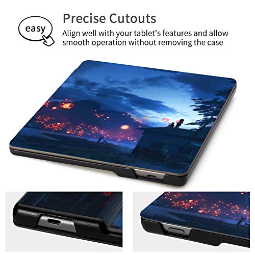 Jingdu Water-Safe Case for All-New Kindle Oasis(10th Generation, 2019 Release and 9th Generaion, 2017 Release) Premium PU Leather Slim Lightweight Smart Cover with Auto Wake/Sleep (Kongming Lantern)