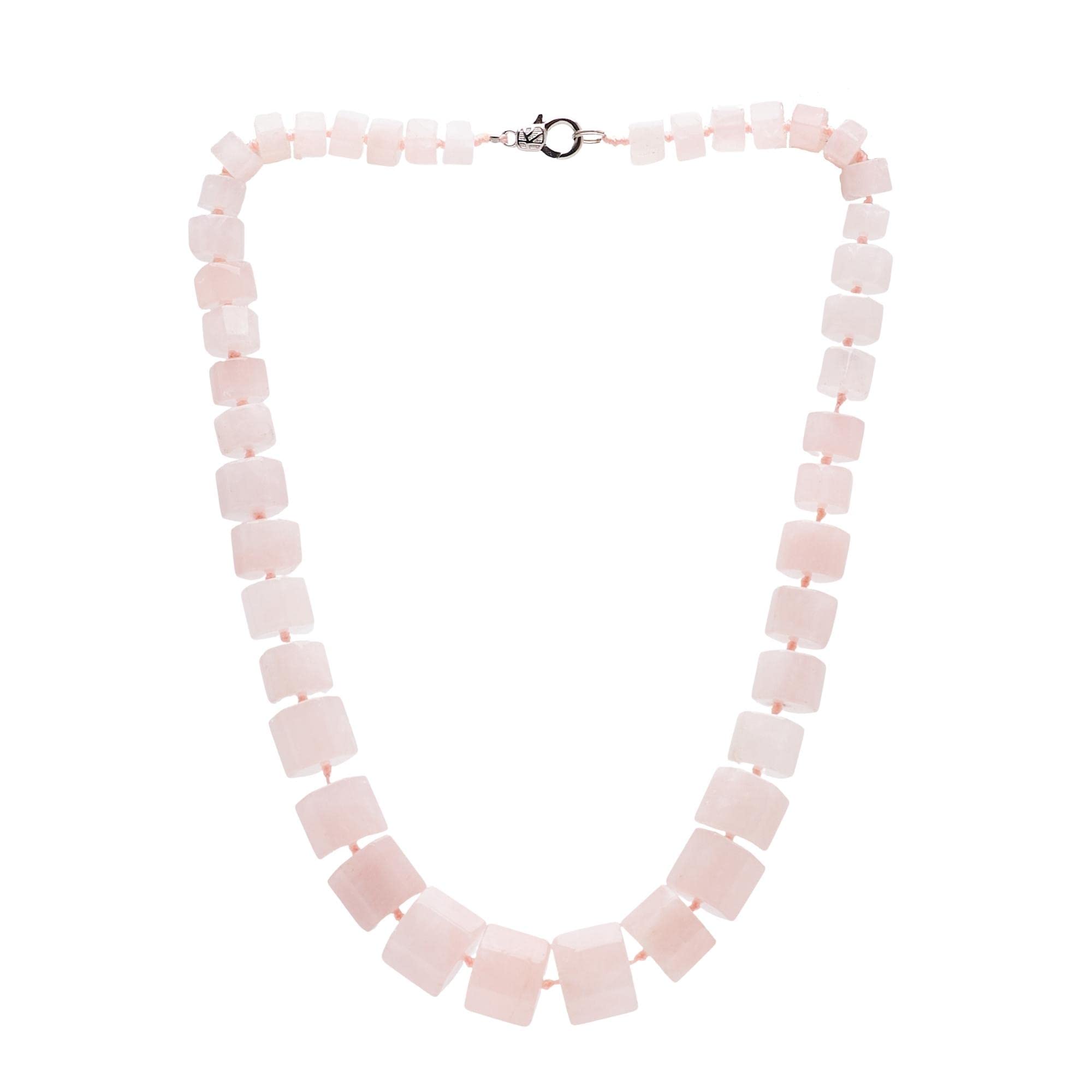 Treasure Bay Stunning Agate Gemstone Chunky Necklace for Women and ladies (Rose Quartz 2)