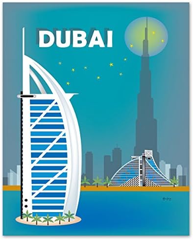 Dubai, United Arab Emirates Print - Retro Inspired Travel Wall Art for Home and Office - art sizes: 8 x 10, 11 x 14, 16 x 20, 24 x 30, 36 x 45