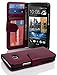 Cadorabo Book Case Works with HTC ONE M7 (1. Gen.) in Bordeaux Purple – with Magnetic Closure and 3 Card Slots – Wallet Etui Cover Pouch PU Leather Flip