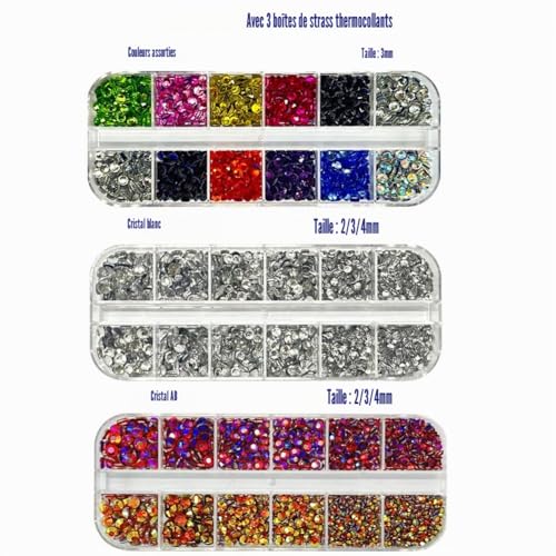 Afantti Hot Fix Rhinestone Applicator Tool Wand Stones Pen Gun | 7 Tips | 3000pcs Hotfix Rhinestones | for Clothing, Shoes, Hats, Fabric, Arts, Crafts