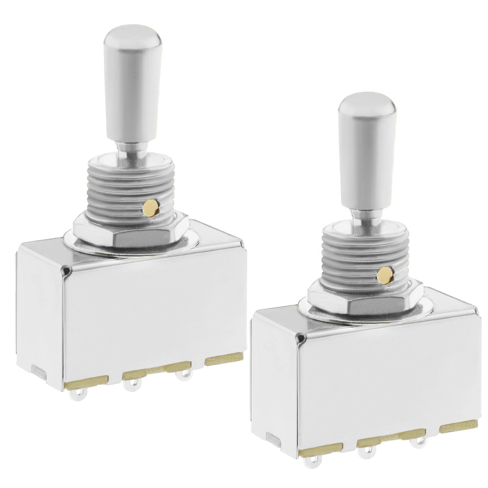 ECSiNG 2PCS Electric Guitar 3 Way Toggle Switch with Silver Metal Tip Knob Cap Compatible with Les Paul Style Electric Guitar Pickup Selector Switch