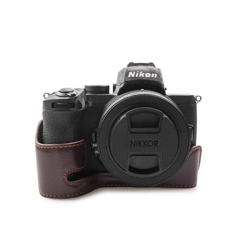 kinokoo Genuine Leather Case for Nikon Z50, Camera Z50 Hand Grip Case Bottom Case Half Case for Nikon Z50 (Coffee)