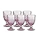 Colored Glass Goblet Vintage - Inspired Pressed Pattern Glass Wedding Goblet - 8.5 Ounce (Pink)