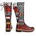 Socofy Leather Knee Boots, Women's Bohemian Splicing Pattern Flat Knee High Boots