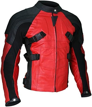 Armored Style Deadpool Bikers Leather Jacket (Large, Armored)