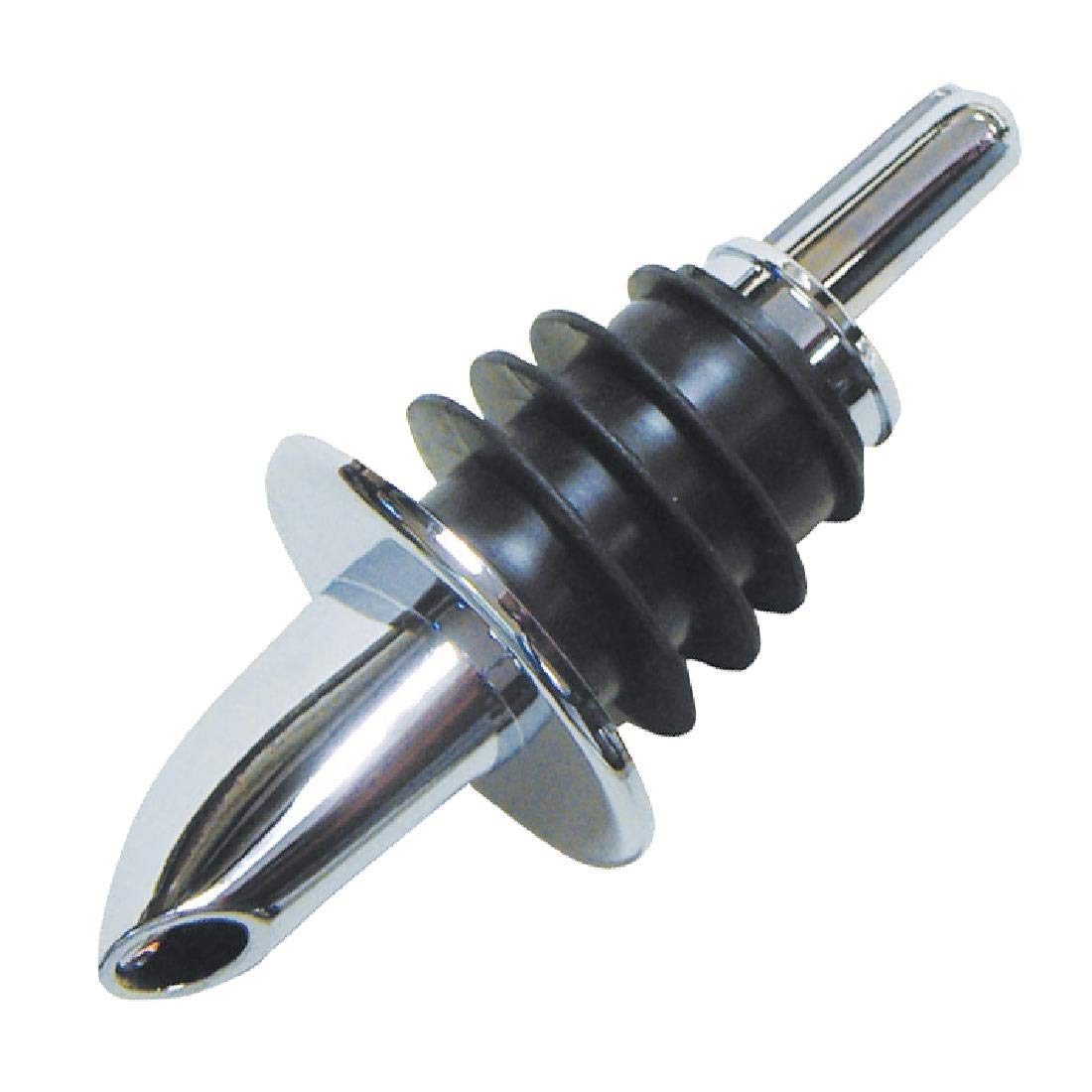 Beaumont Freeflow Short Spirit Pourer (Pack of 10), Black & Chrome, Medium Pour Speed, Drinks Pourer, Rubber Seal Locks into Bottle, Liquor Pourer, DL225