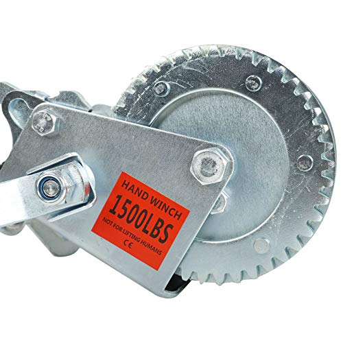 Fekuar Hand Winch with Hook & 20' Strap Hand Crank Use on Manual Trailer Boat Pull Tow (1500lbs) - Image 3