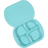 Ehucon Adaptive Utensils Scoop Weighted Plate with Lid,Spill-Proof 4-Compartment Divided Plates with Extra Wall for Elderly,Non-Slip Disabled Products for Handicapped-Pack of 1