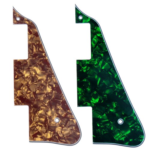 Kmise A6649 Electric Guitar Pick Guard for Gibson Les Paul Replacement, New Green & Cinnamon Pearl