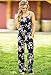 Casual Floral Printed Summer Jumpsuits for Women Sexy Beach Halter Sleeveless Lounge Long Pants Strap Jumpsuit Rompers (M, Black)