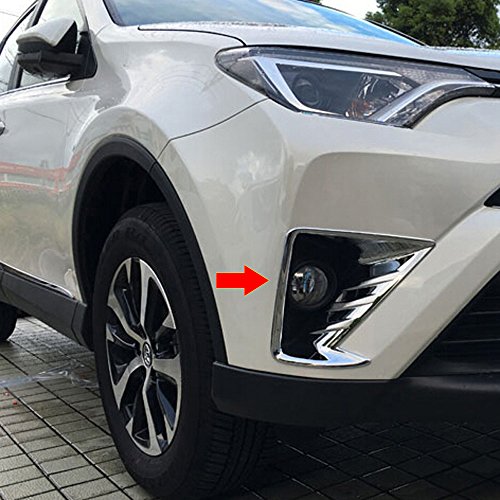 Kadore Front Fog Light Lamp Cover Trim Bezels fit For Toyota RAV4 RAV-4 2016 2017 ABS Chrome 2PCS/SET (117201 Front Fog Light Cover) - Thumbnail 6