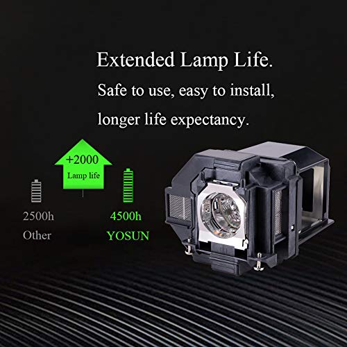 YOSUN Replacement Lamp for Epson elplp96 / v13h010l96 Powerlite Home Cinema 2100 2150 1060 660 760hd VS250 VS350 VS355 EX9210 EX9220 EX3260 EX5260 EX7260 Projector Lamp Bulb with Housing