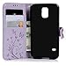 S5 Case, Samsung Galaxy S5 Case - Mavis's Diary 3D Handmade Wallet Bling Crystal Diamonds Butterfly Fashion Embossed Floral Premium PU Leather with Wrist Strap Card Slots Magnetic Clasp Cover - Violet