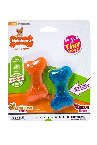 Nylabone Moderate Chewing FlexiChew Bone, Dog Chew Toy Bacon & Peanut Butter Mini