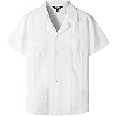 JOGAL Boys Guayabera Shirts Cuban Short Sleeve Casual Button Down Beach Shirt