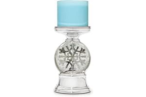 WHITE BARN CANDLE COMPANY BATH AND BODY WORKS 3-Wick Candle Holder Compatible with White Barn Bath & Body Works 3-Wick Candles - Water Globe Musical Snowflake Pedestal (Candle NOT Included)