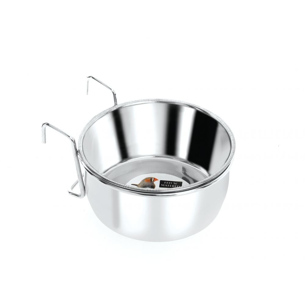 Fed 'N' Watered Stainless Steel Water Bowl with Cage Attachment Hooks