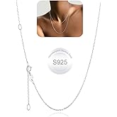 Silvora 925 Sterling Silver Chain Necklace 1.1/1.5mm Thin Silver Chain for Women-Sturdy & Shiny-Women's Chain Necklaces,Adjustable Length 16/18/20/22/24 Inches