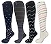 4 Pair Extra Soft Small/Medium Colorful Compression Socks, Moderate/Medium Graduated Compression 15-20 mmHg, For Men and Women. Therapeutic, Occupational, Travel & Flight Knee-High Hosiery