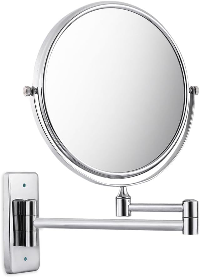 Najer Bathroom Mirror 3X/1X Magnification Double-Sided 8 Inch Wall Mounted Vanity Magnifying Mirror 360° Swivel, Extendable and Chrome Finished