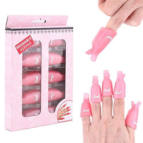 Xx Shop 10pcs Pink Nail Art Uv Gel-off Polish Remover Wrap Cleaner Reusable Clips Keeper