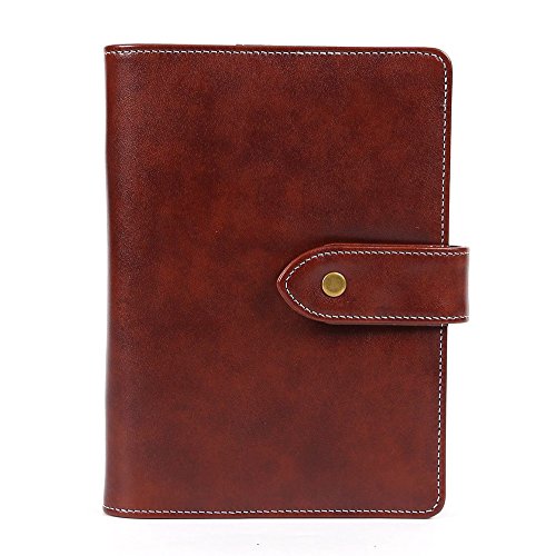Leather Writing Notebook Organizer, Travel Journal, Vintage Business Binder Refillable Steno Memo Notepad Planner Diary, 7 in, Lined Paper, Card Slots, Pen Holder, Adjustable Snaps, Retro Coffee - Thumbnail 7