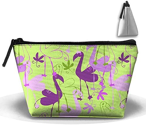 MYbaa Cute Flamingo Poon Flower Print Waterproof Cosmetic Bags Carry Case Portable Travel Toiletry Brush Pouch Makeup Organizer Clutch Bag With Zipper