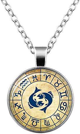 FIONUSUM Constellation Glass Birthday Necklace with Pendant Charm Chain 50cm