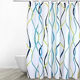 Eforgift Striped Modern Waterproof Shower Curtain Fabric with Hooks,72-inch By 78-inch, Blue and White