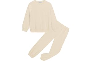 Arshiner Girls 2 Piece Outfits Casual Clothing Sets Long Sleeve Pullover Sweatshirts and Sweatpants with Pockets 5-13 Years