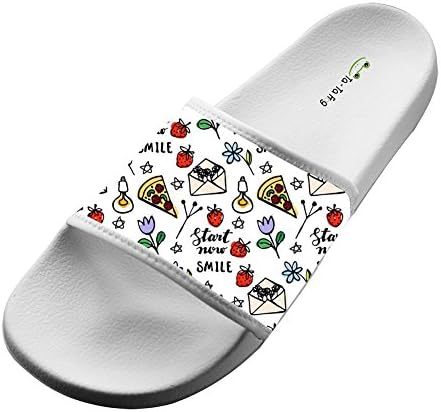 KOUY Summer Unisex Everyday Elements Pizza Home Slippers Bath / Beach Non Slip Slide Sandals