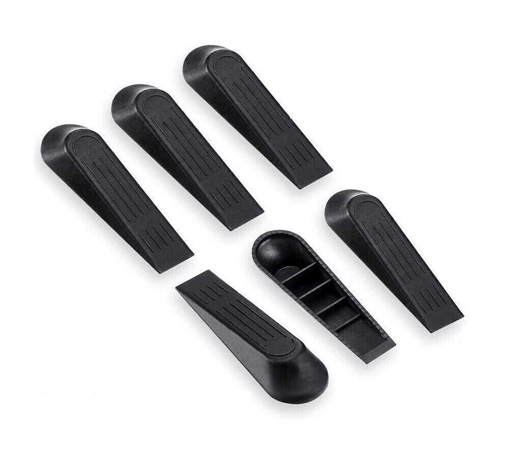 6 Pack Door Stoppers Door Wedges Door Stop, Durable Plastic, for Homes and Offices - Black