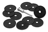 Katzco 1-1/2 Inch Cut-Off Wheels with Mandrel - 1-1/2 Inch Diameter Cut off Wheels and 1/8 Inch Shank Mandrel - for Cutting Metal and Steel - to use with Mandrel -10 Pack
