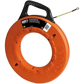 Klein Tools 56056 Fiberglass Fish Tape, 200-Foot Wall Snake is 3/16-Inch Wide Non-Conductive Multi-Groove Fish Tape with 7-Inch Leader